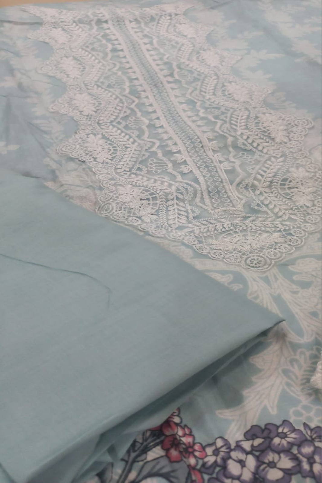 Cosmos Wonder Pastel Blue Unstitched Suit - Sabina's Designer Hub"