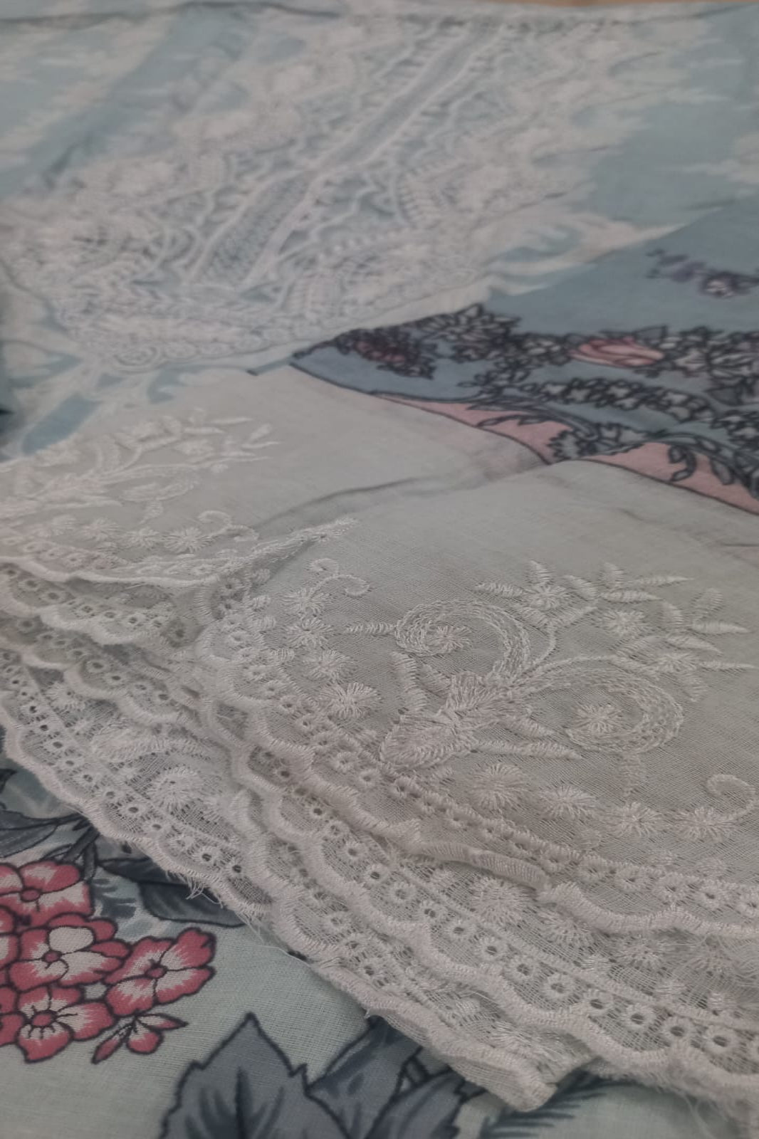 Cosmos Wonder Pastel Blue Unstitched Suit - Sabina's Designer Hub"