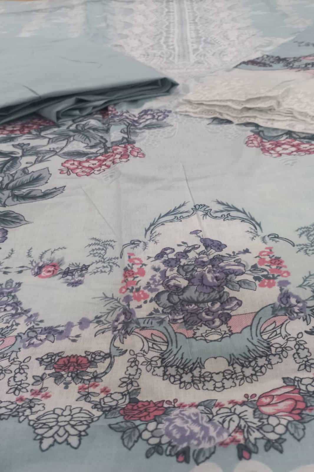 Cosmos Wonder Pastel Blue Unstitched Suit - Sabina's Designer Hub"