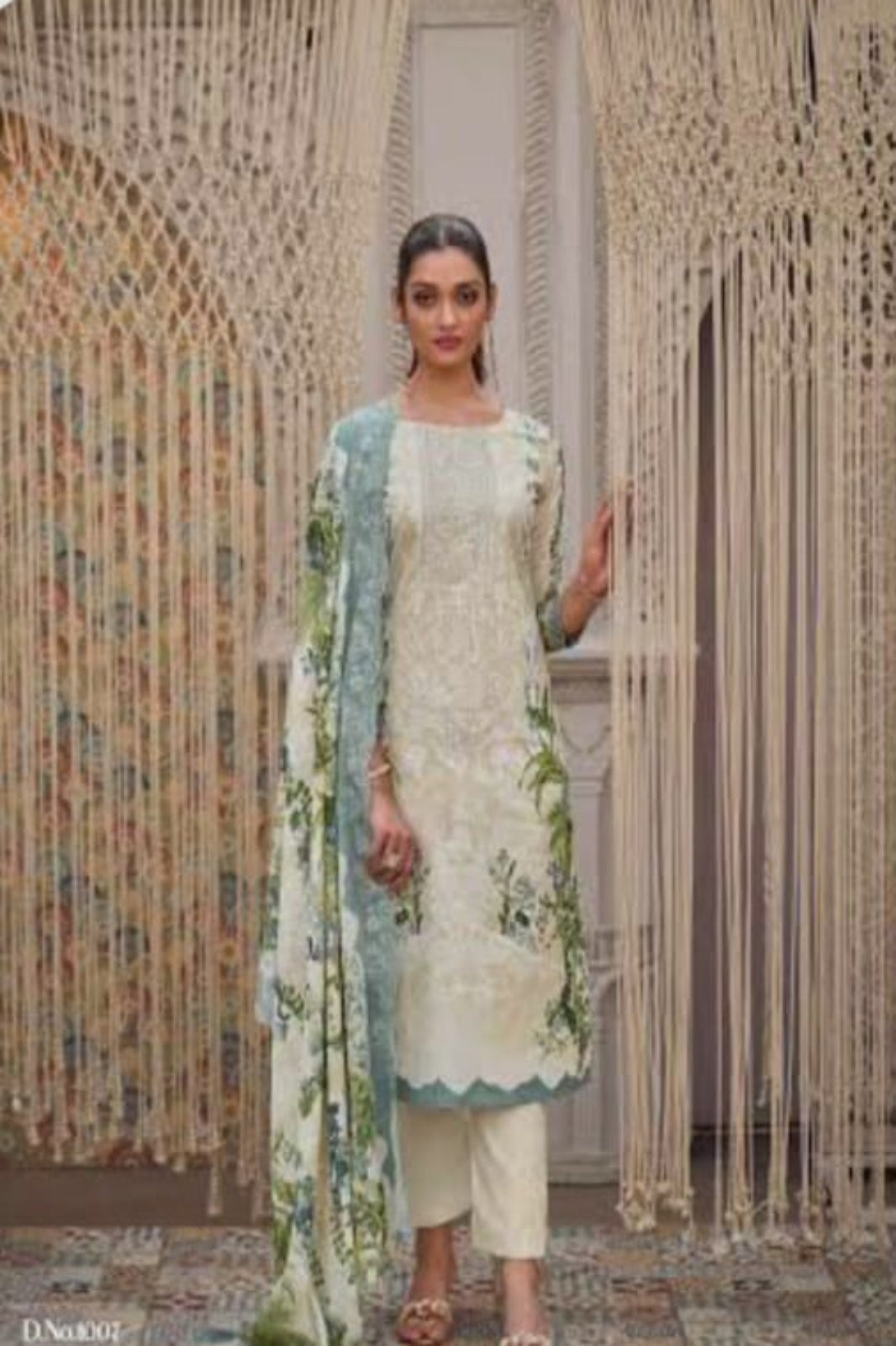 Cosmos Wonder Cream Unstitched Suit - Sabina's Designer Hub