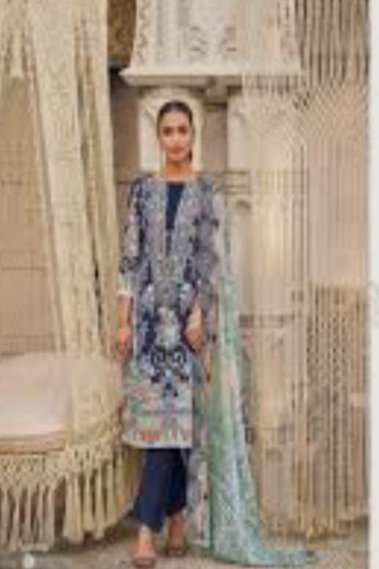 Cosmos Wonder Navy Blue Unstitched Suit - Sabina's Designer Hub