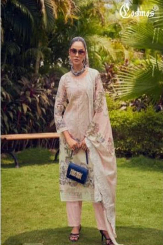 Cosmos Wonder Pastel Pink Unstitched Suit - Sabina's Designer Hub