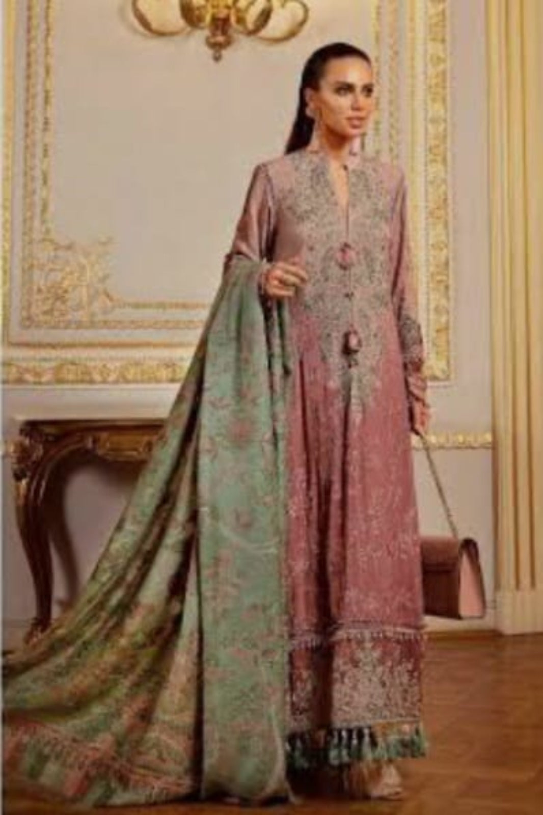 Deepsy Ash Pink Stitched Suit - Sabina's Designer Hub