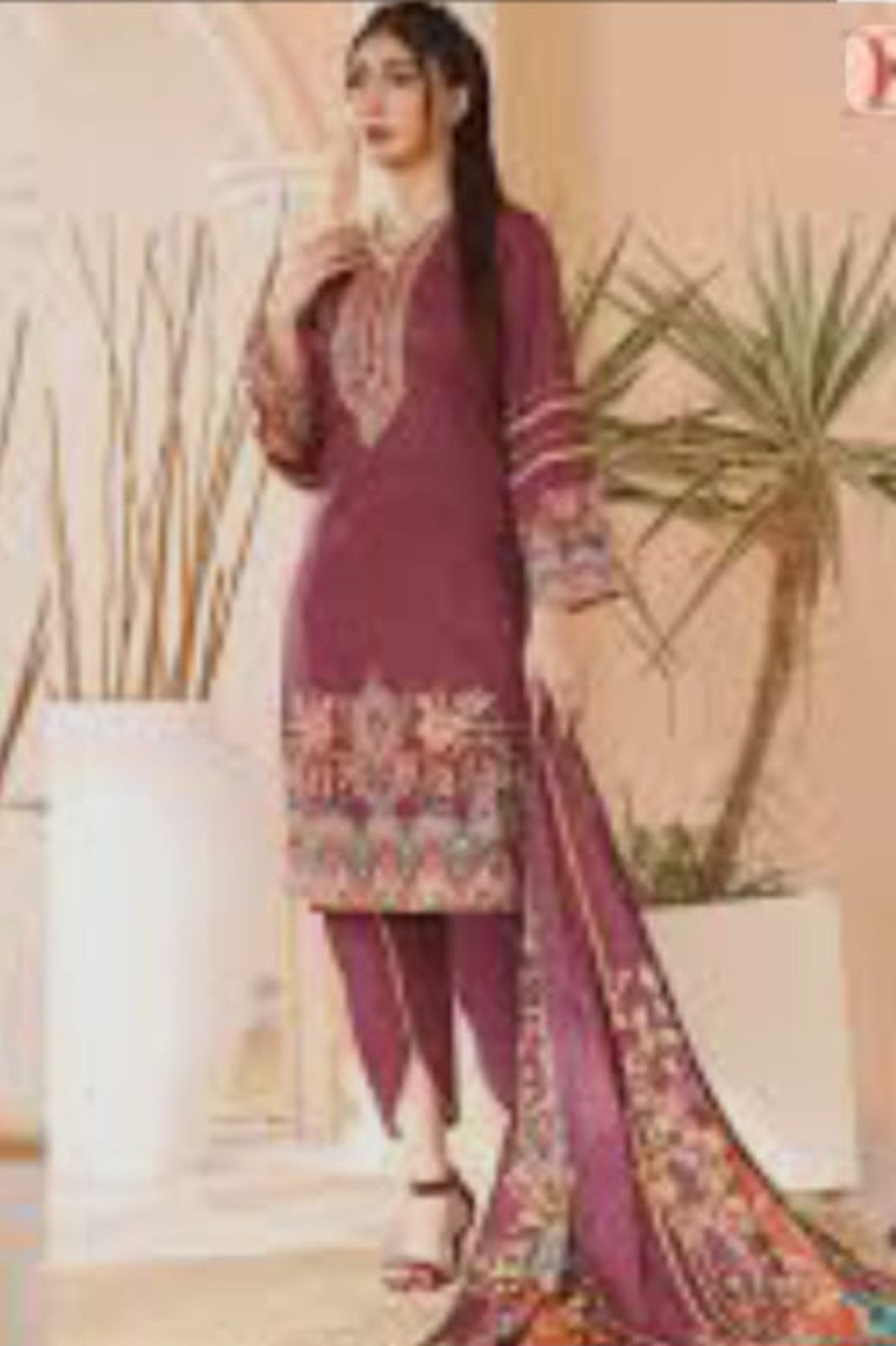 Firdous burgundy suit unstitched Pakistani designer ethnic wear

