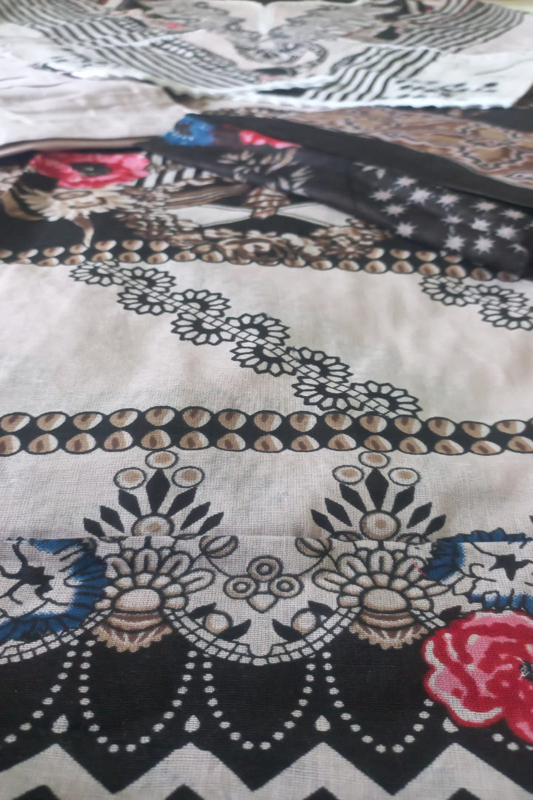 Ghazal Beige & Black  Suit- Stitched