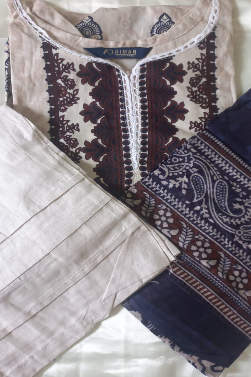 Ghazal Beige Suit- Stitched