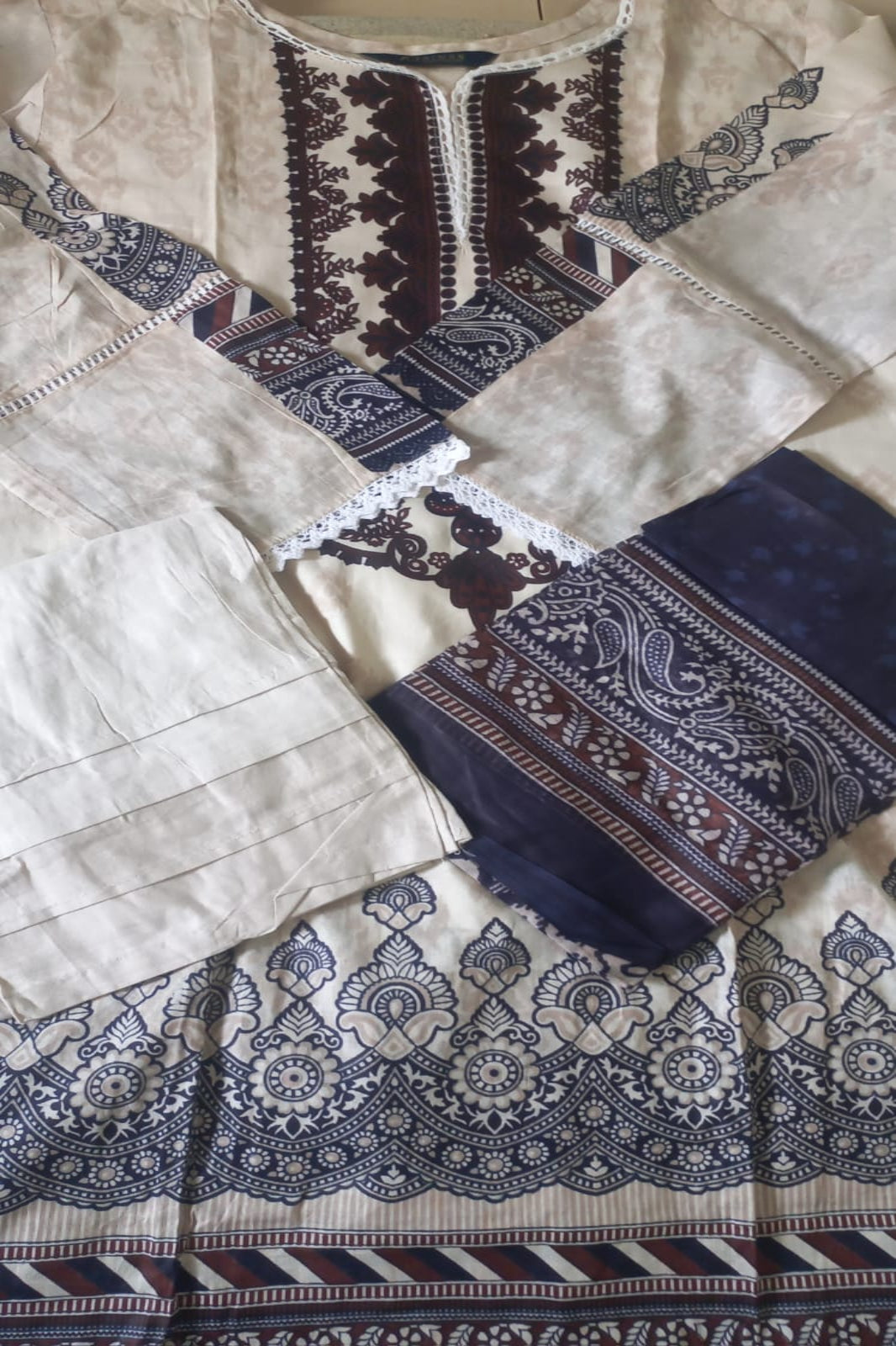 Ghazal Beige Suit- Stitched