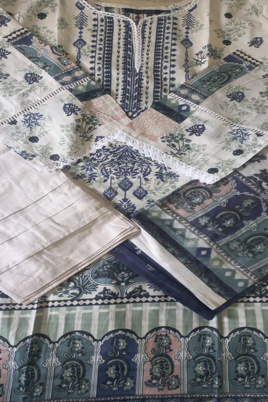 Ghazal Cream Suit- Stitched