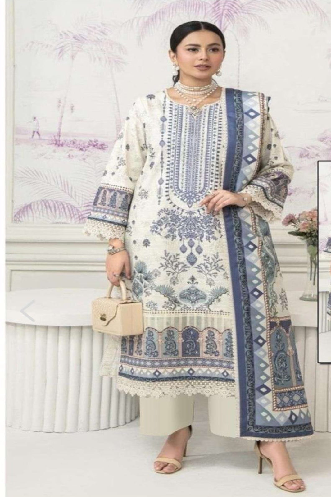 Ghazal Cream Suit- Stitched