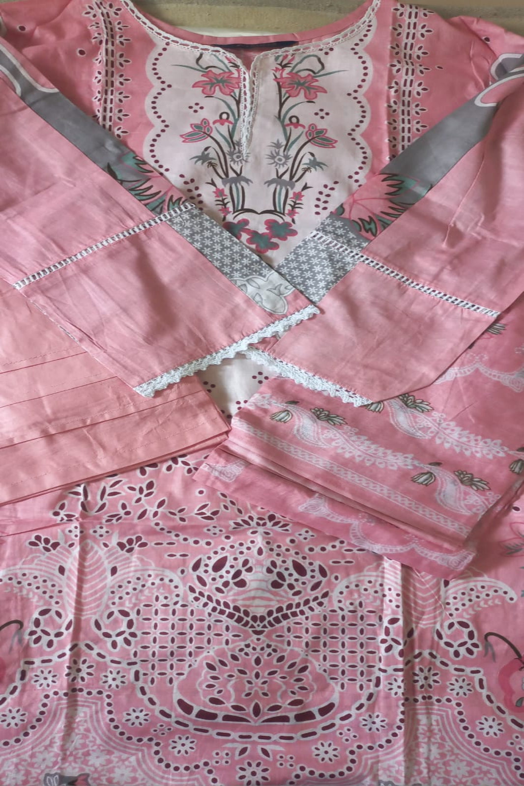Ghazal Pink Suit-Stitched