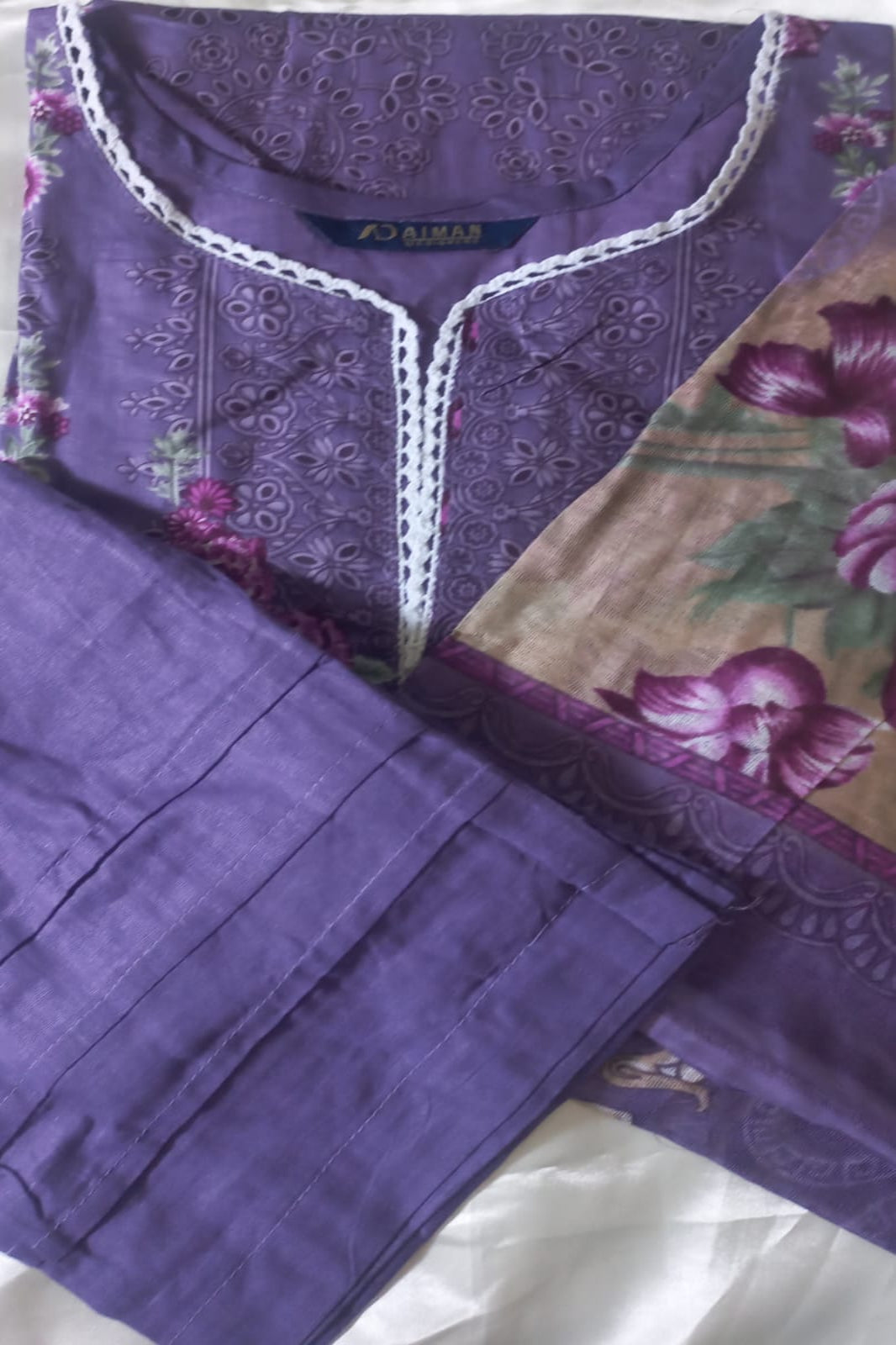 Ghazal Purple Suit-Stitched