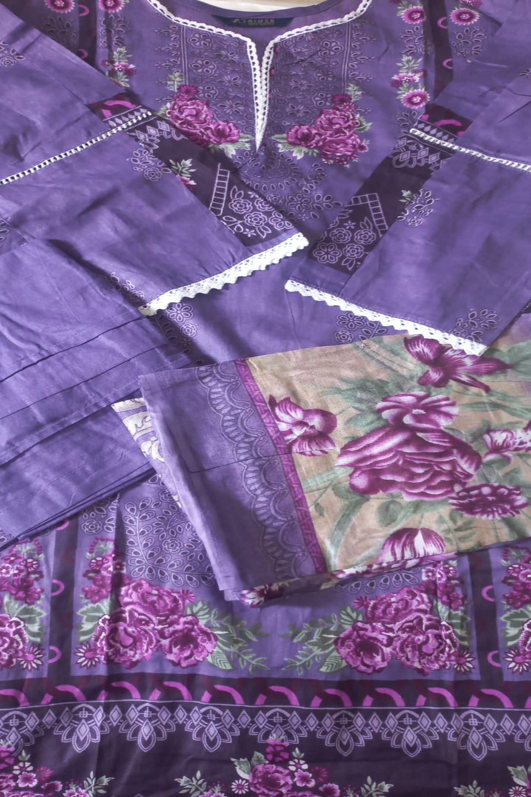Ghazal Purple Suit-Stitched