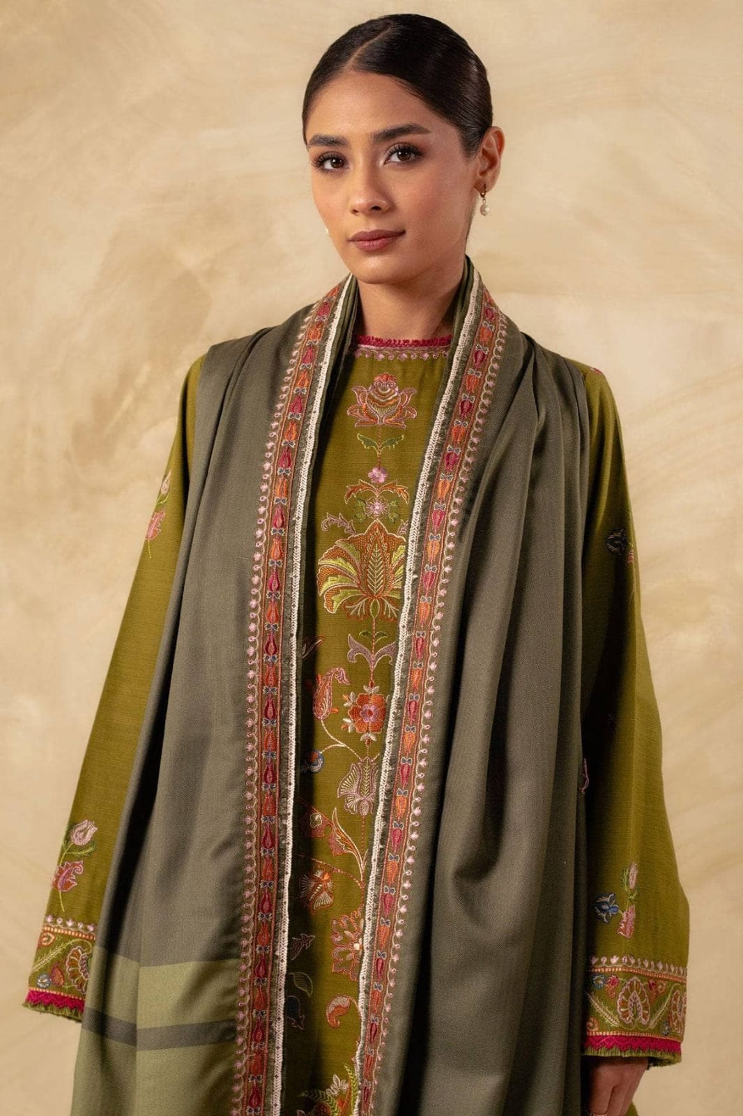 Coco-Olive-Green-Embroidered_Khaddar_LInen-Unstitched-3-Piece-Suit