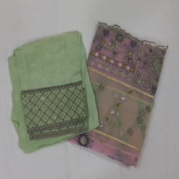 Green Chiffon Readymade Suit