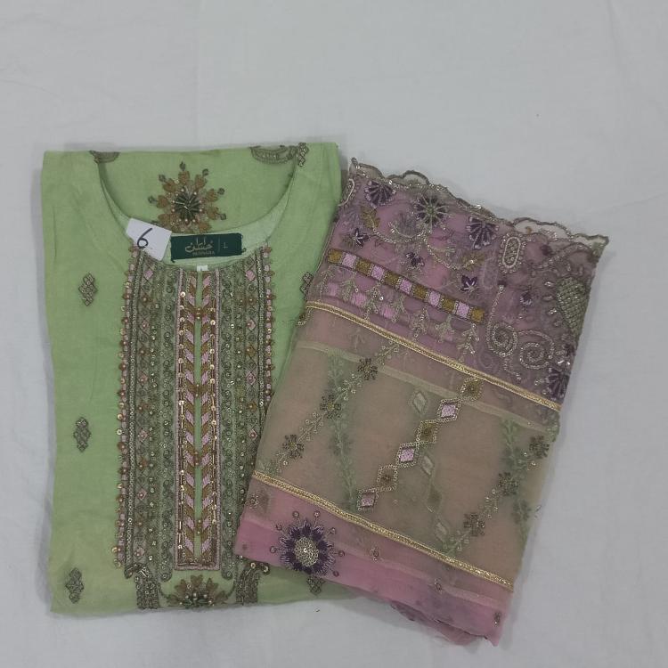 Green Chiffon Readymade Suit