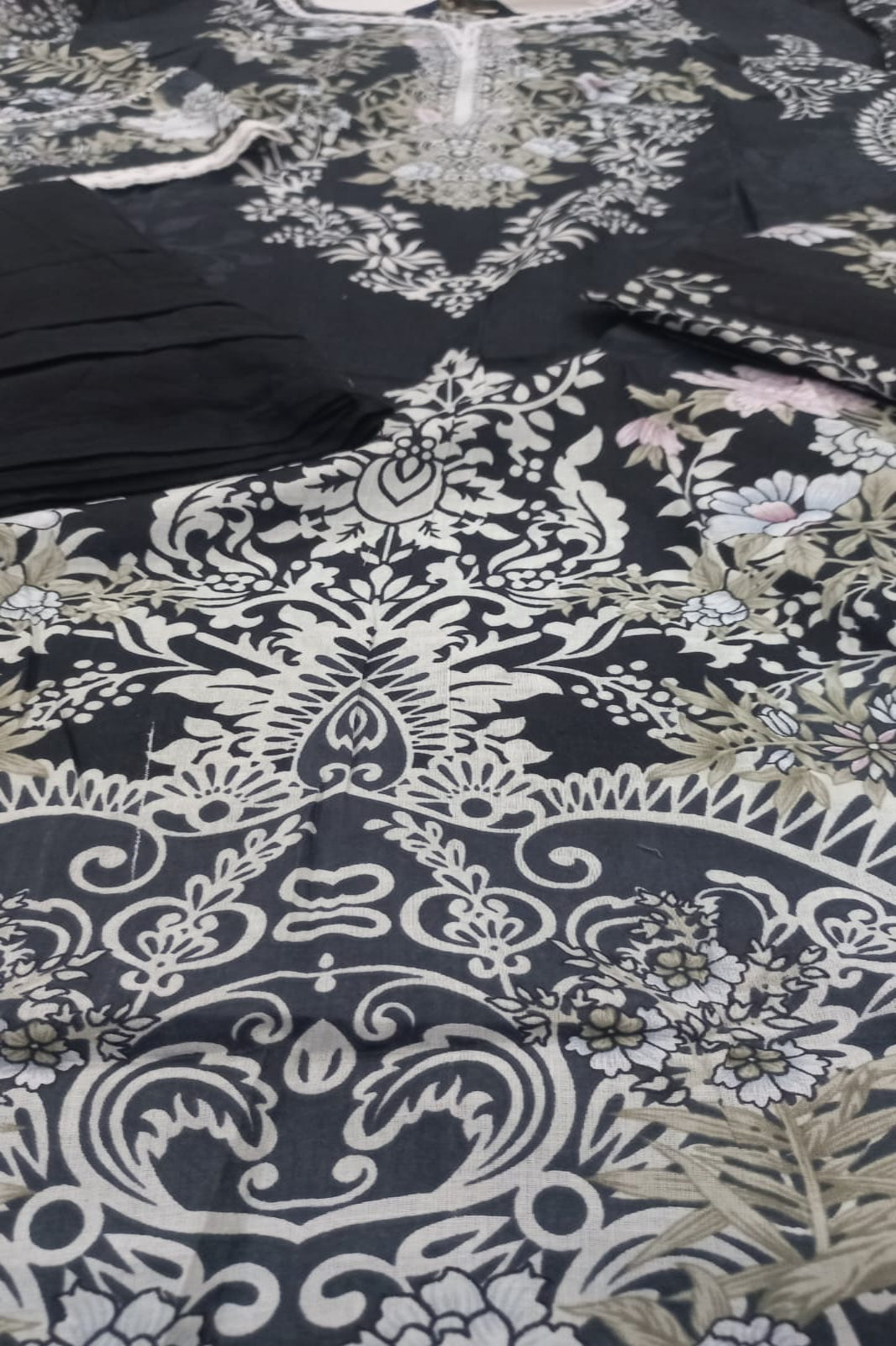 Ishaal Black White Stitched Suit - Sabina's Designer Hub"