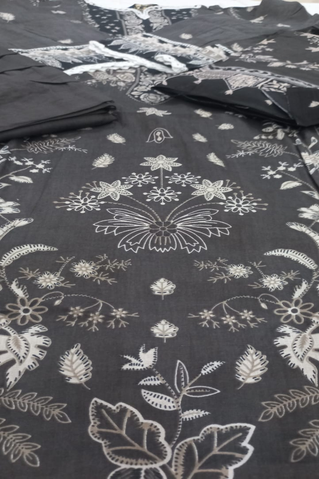 "Ishaal Brown Unstitched Suit - Sabina's Designer Hub"