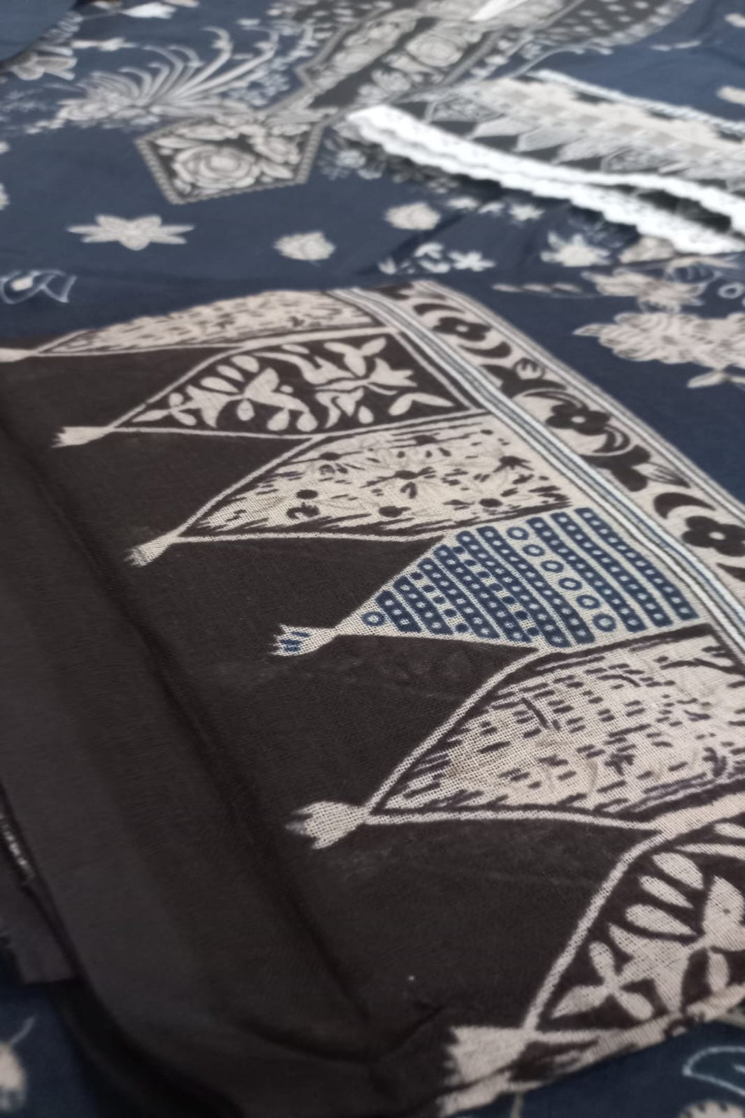 Ishaal Dark Blue Stitched Suit - Sabina's Designer Hub"