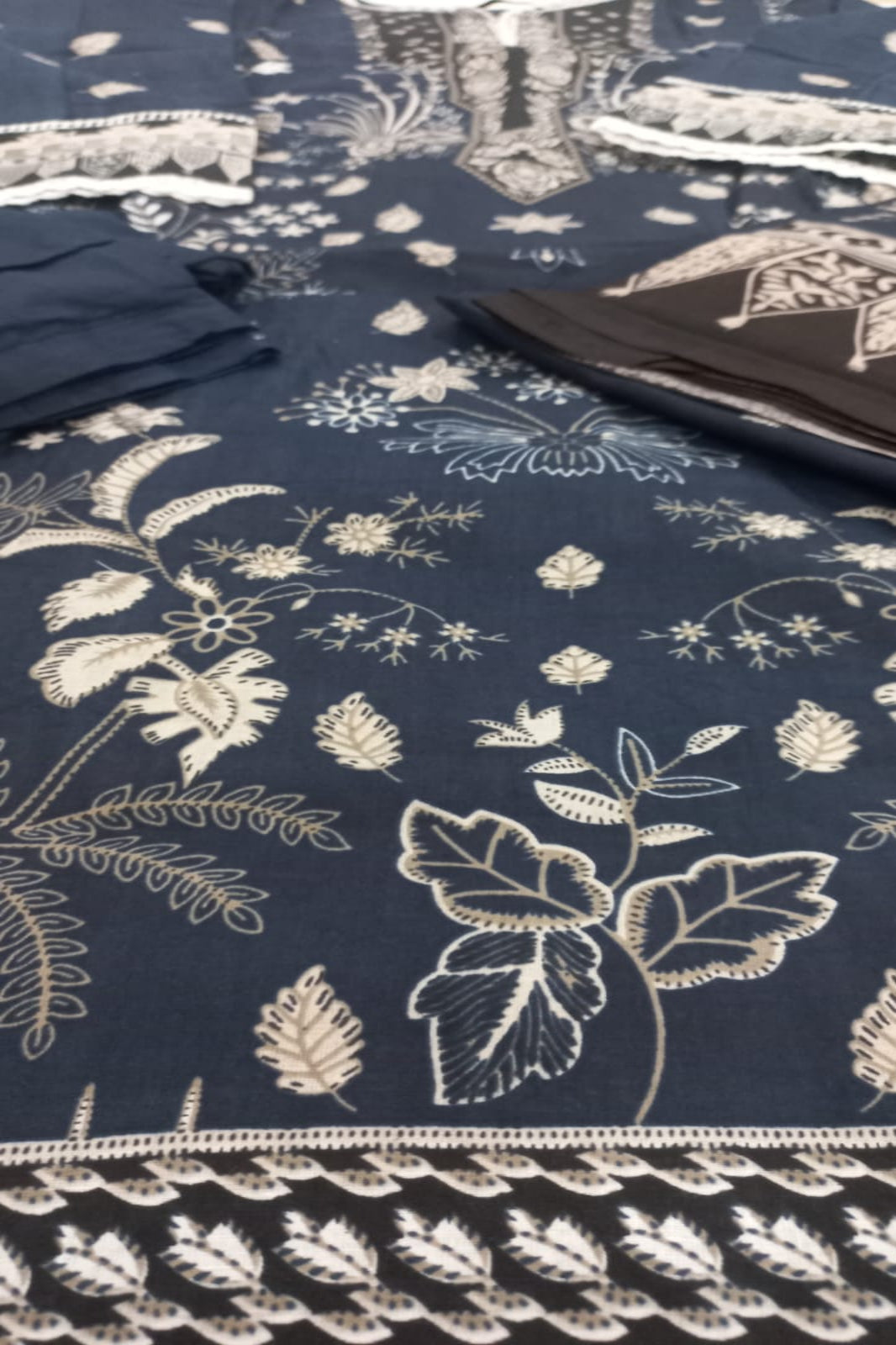 Ishaal Dark Blue Stitched Suit - Sabina's Designer Hub"