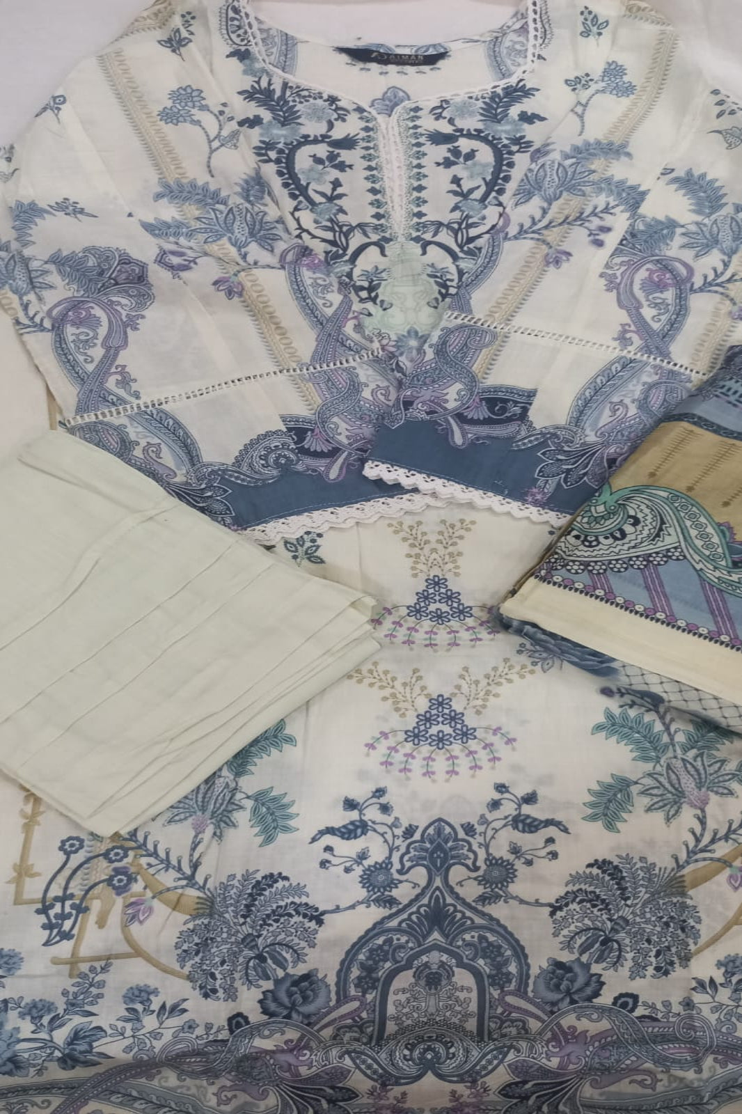 Ishaal Light Cream Stitched Suit - Sabina's Designer Hub"