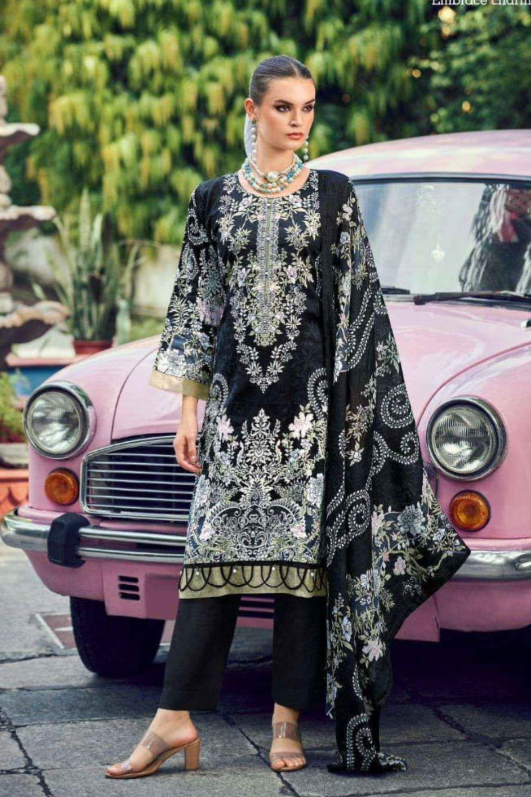 Ishaal Black White Stitched Suit - Sabina's Designer Hub"