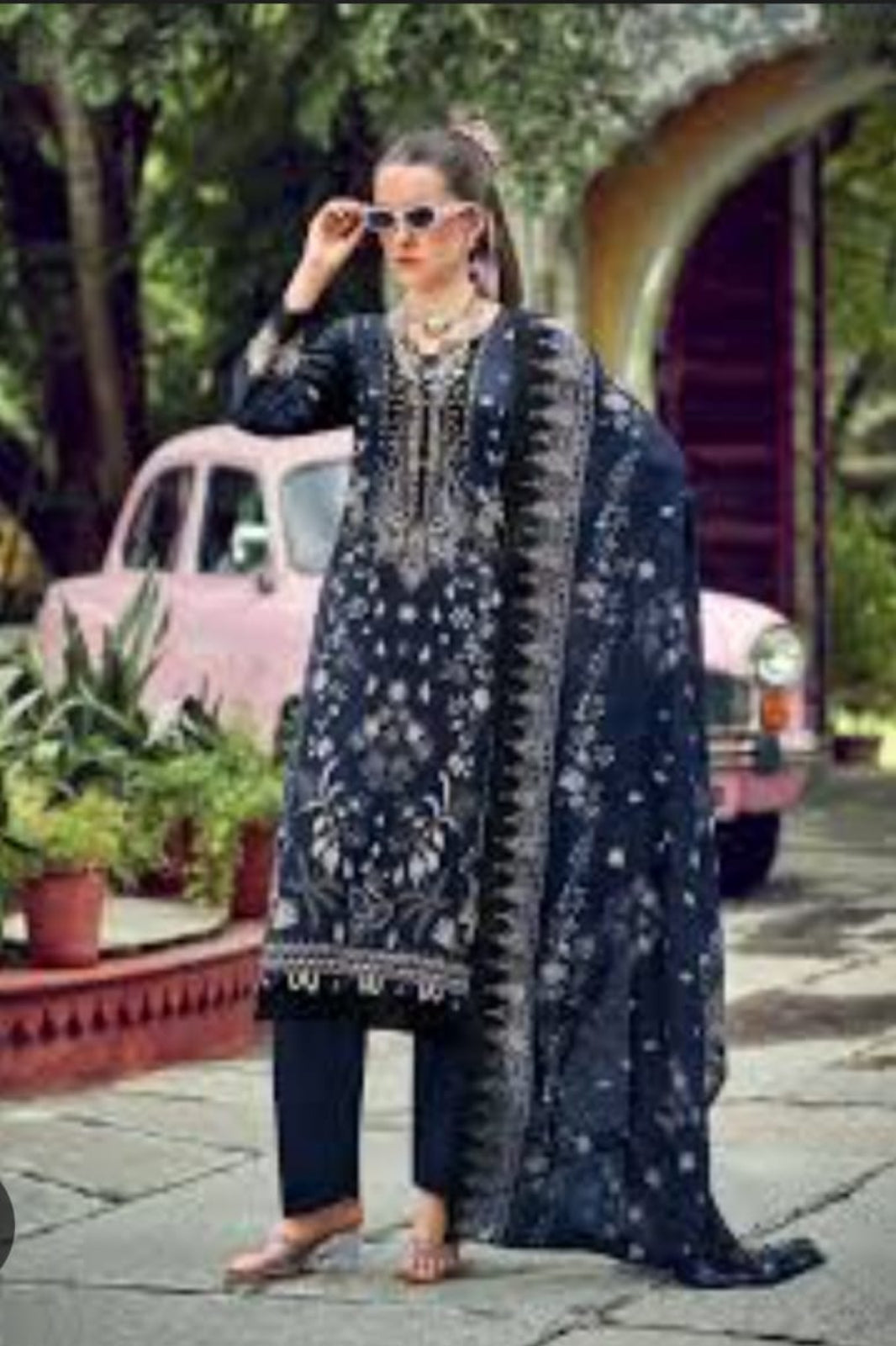 Ishaal Dark Blue Stitched Suit - Sabina's Designer Hub"