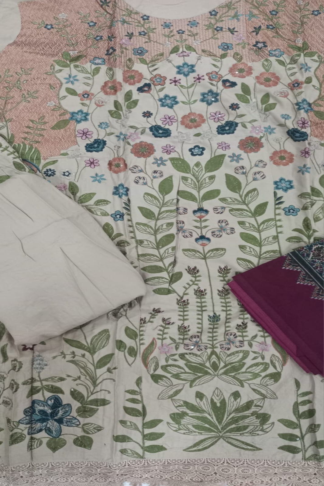 Maria B Beige Suit-Unstitched