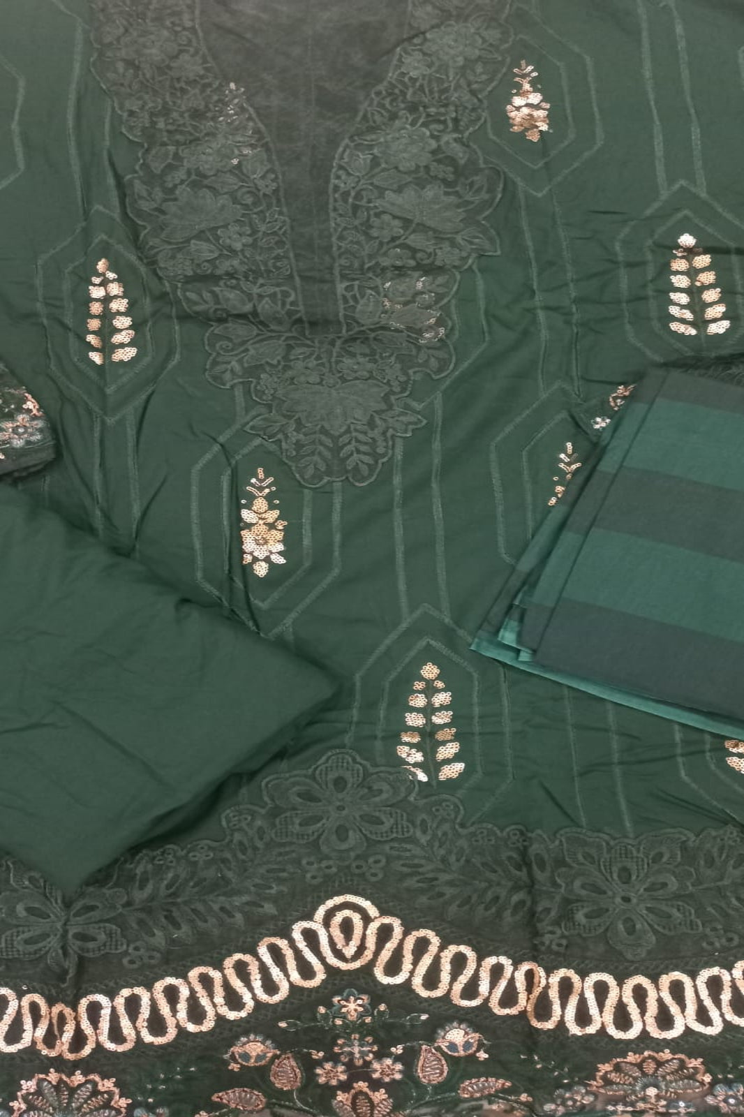 Maria B Bottle Green Suit- Unstitched