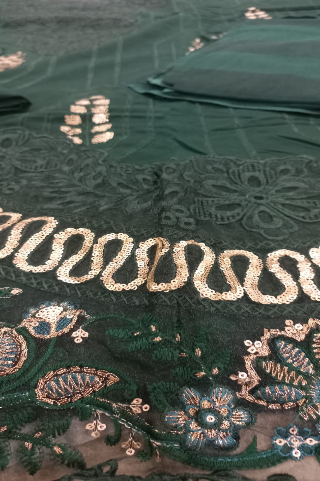 Maria B Bottle Green Suit- Unstitched