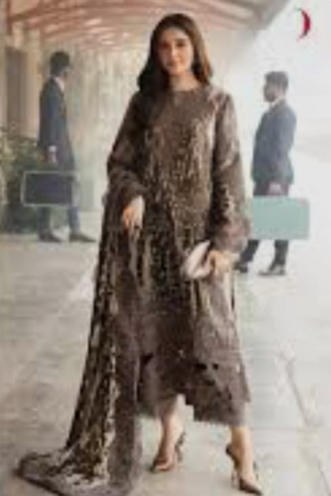 Maria B Coffee Suit-Unstitched