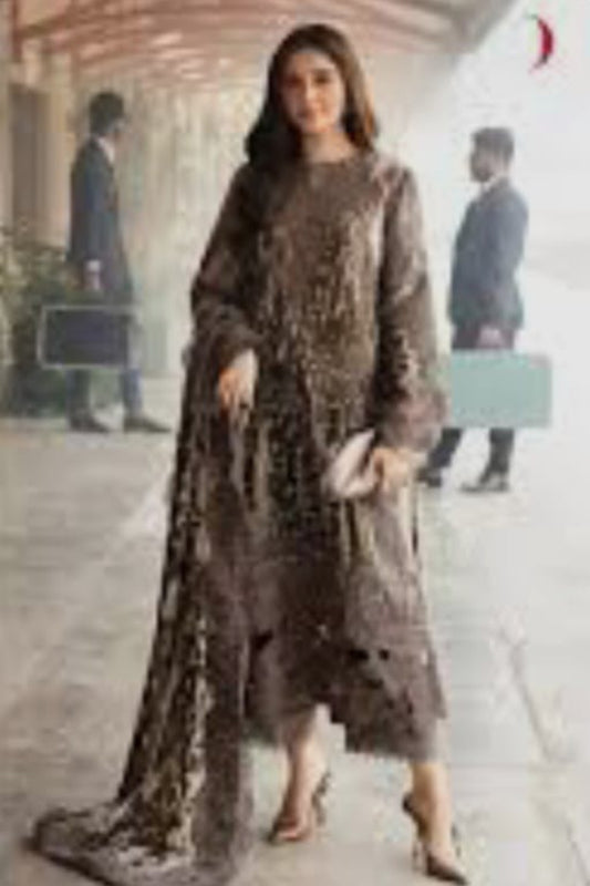 Maria B Coffee Suit-Unstitched