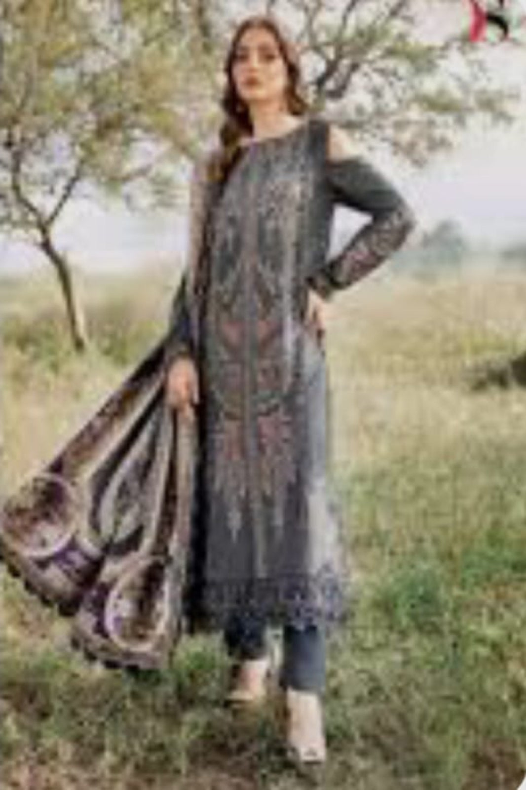 Maria B Grey Suit- Unstitched