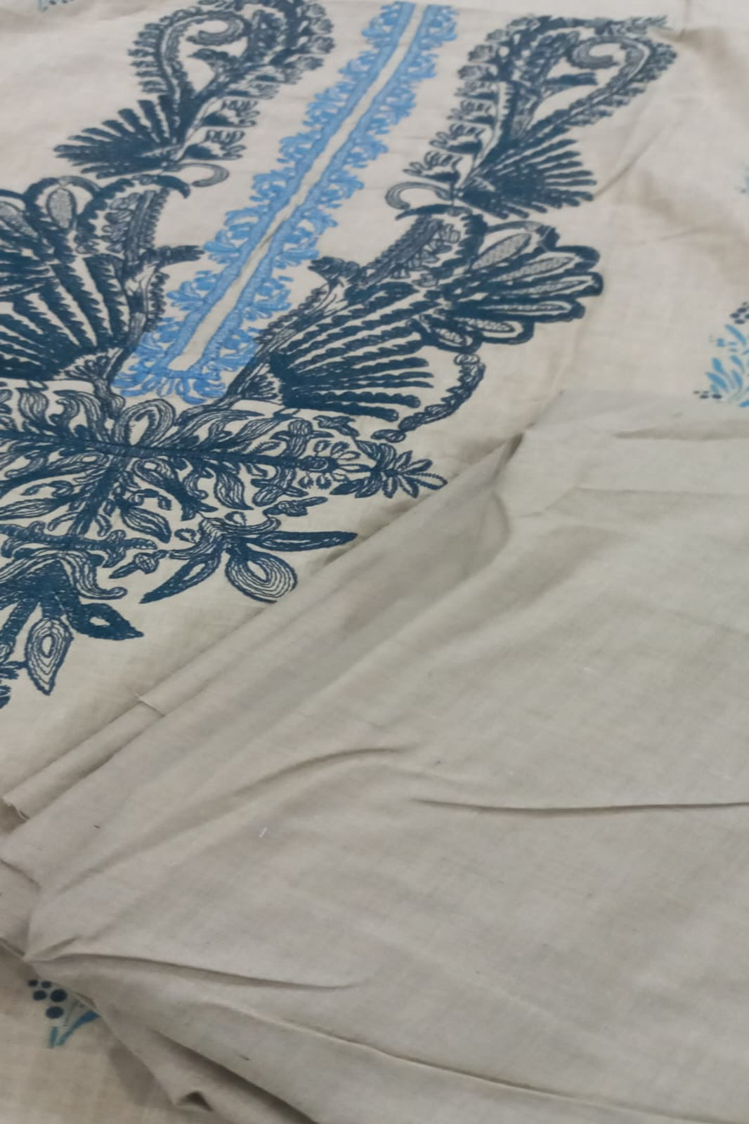 Needle Wonder Beige Suit- Unstitched