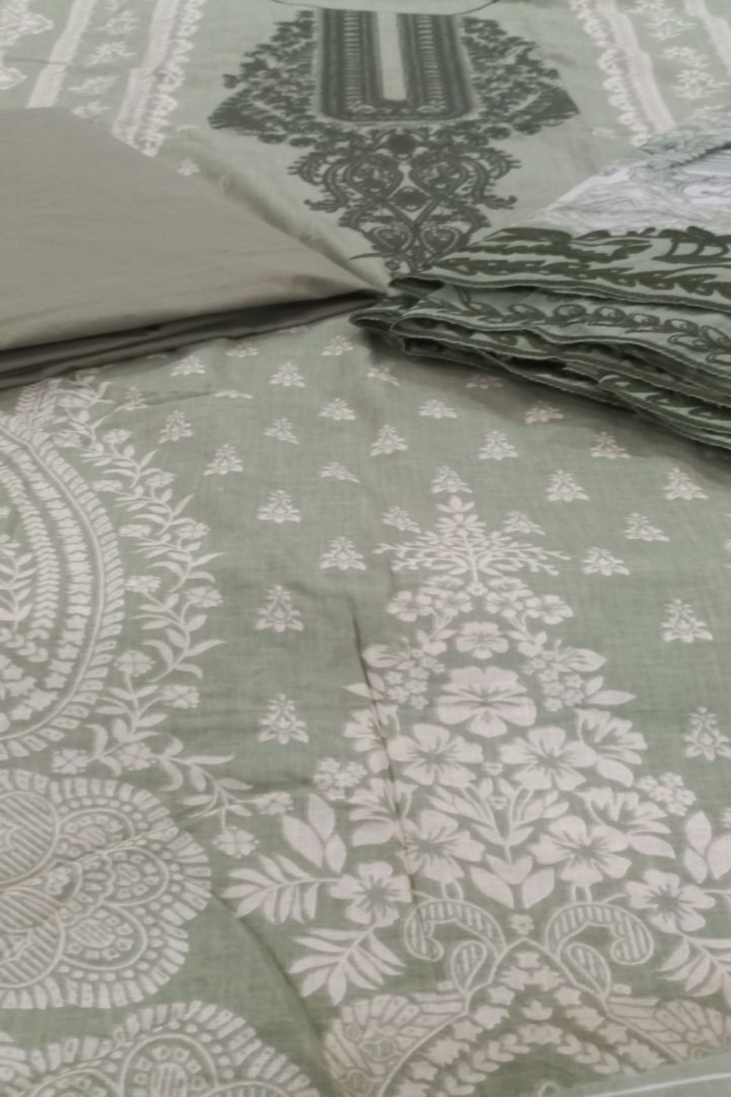 Needle Wonder Light Olive Green Suit- Unstitched