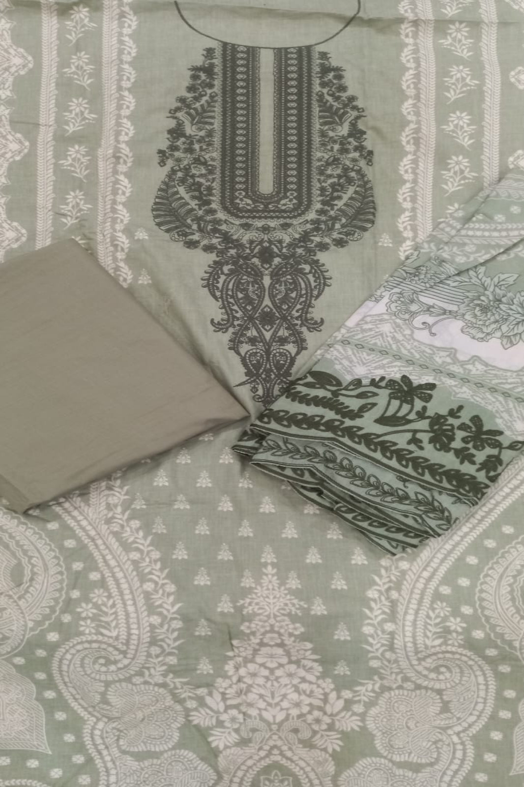 Needle Wonder Light Olive Green Suit- Unstitched