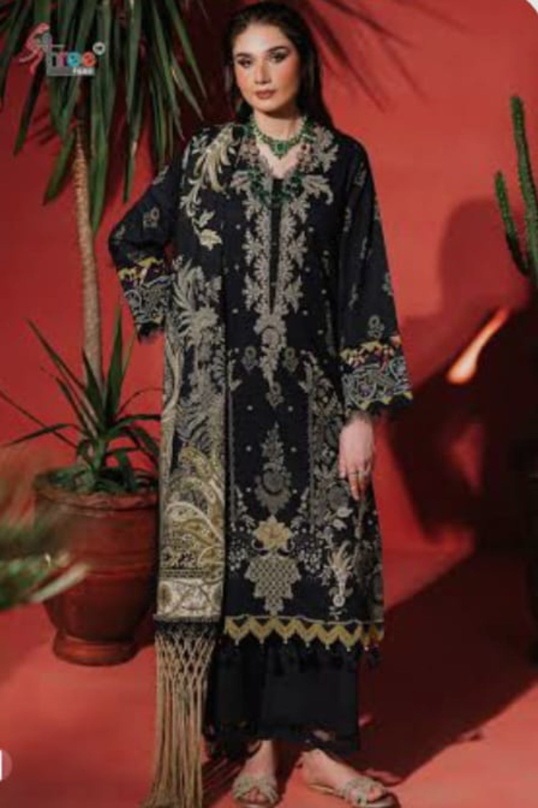 Needle Wonder Black Suit- Unstitched