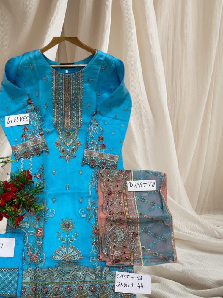 Blue Chiffon Readymade Suit