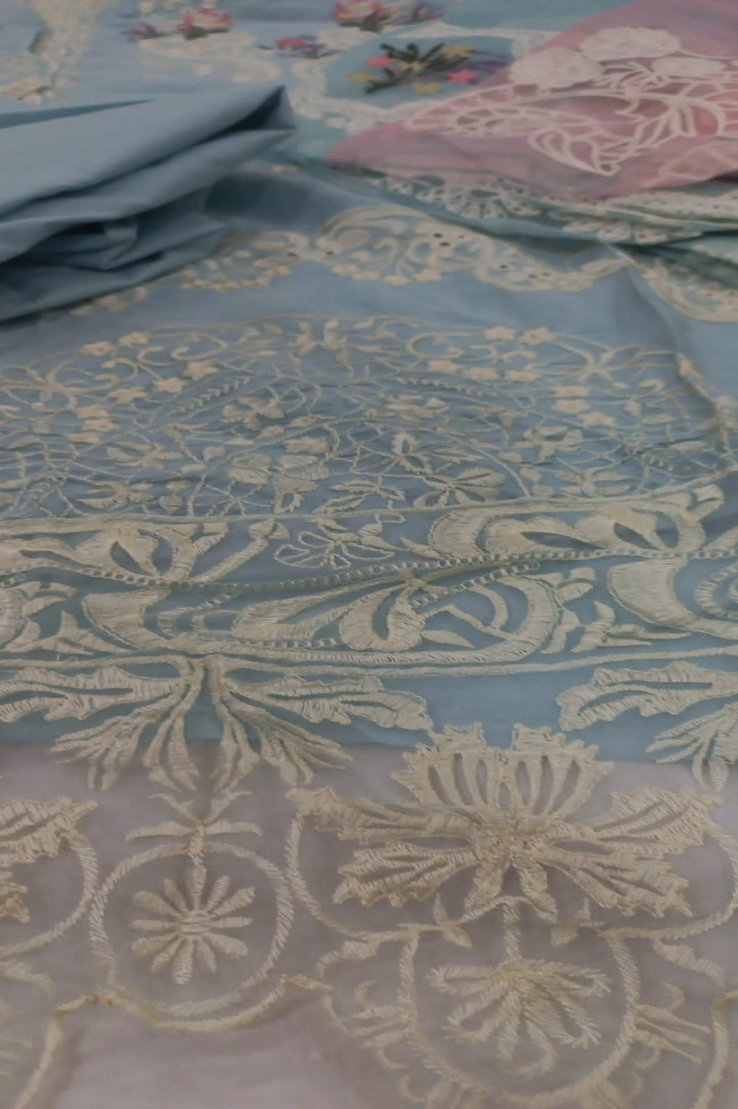 Ombre Sky Blue Suit- Semi-Stitched