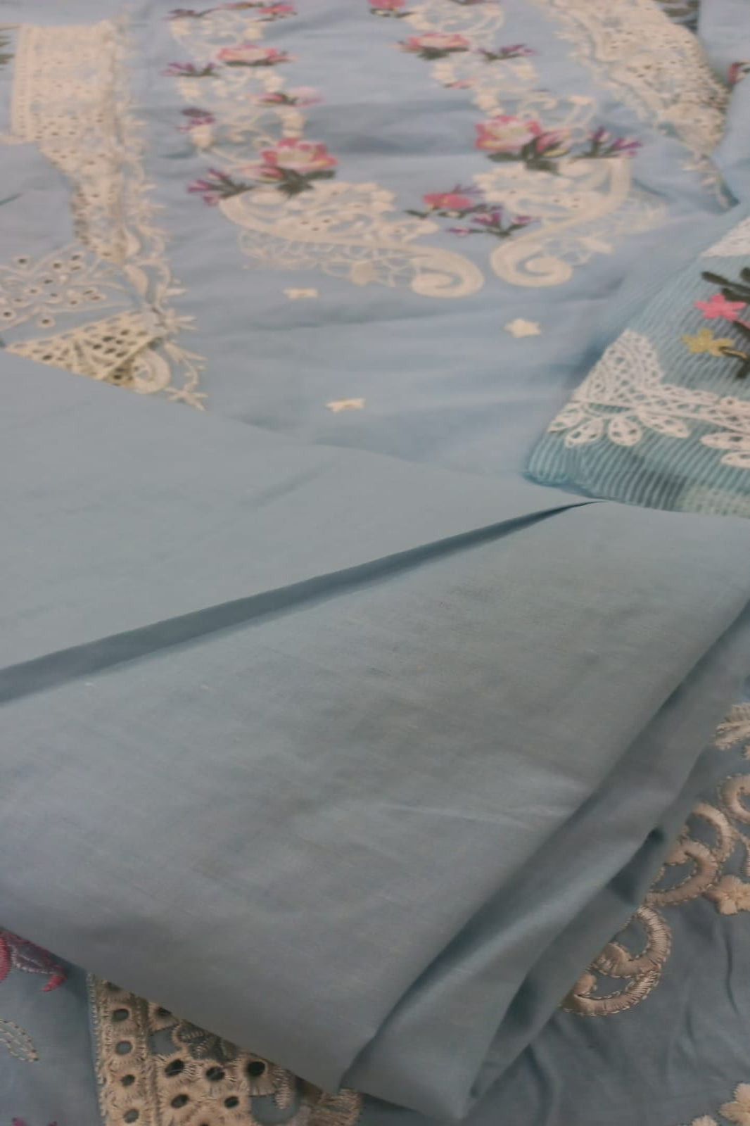 Ombre Sky Blue Suit- Semi-Stitched