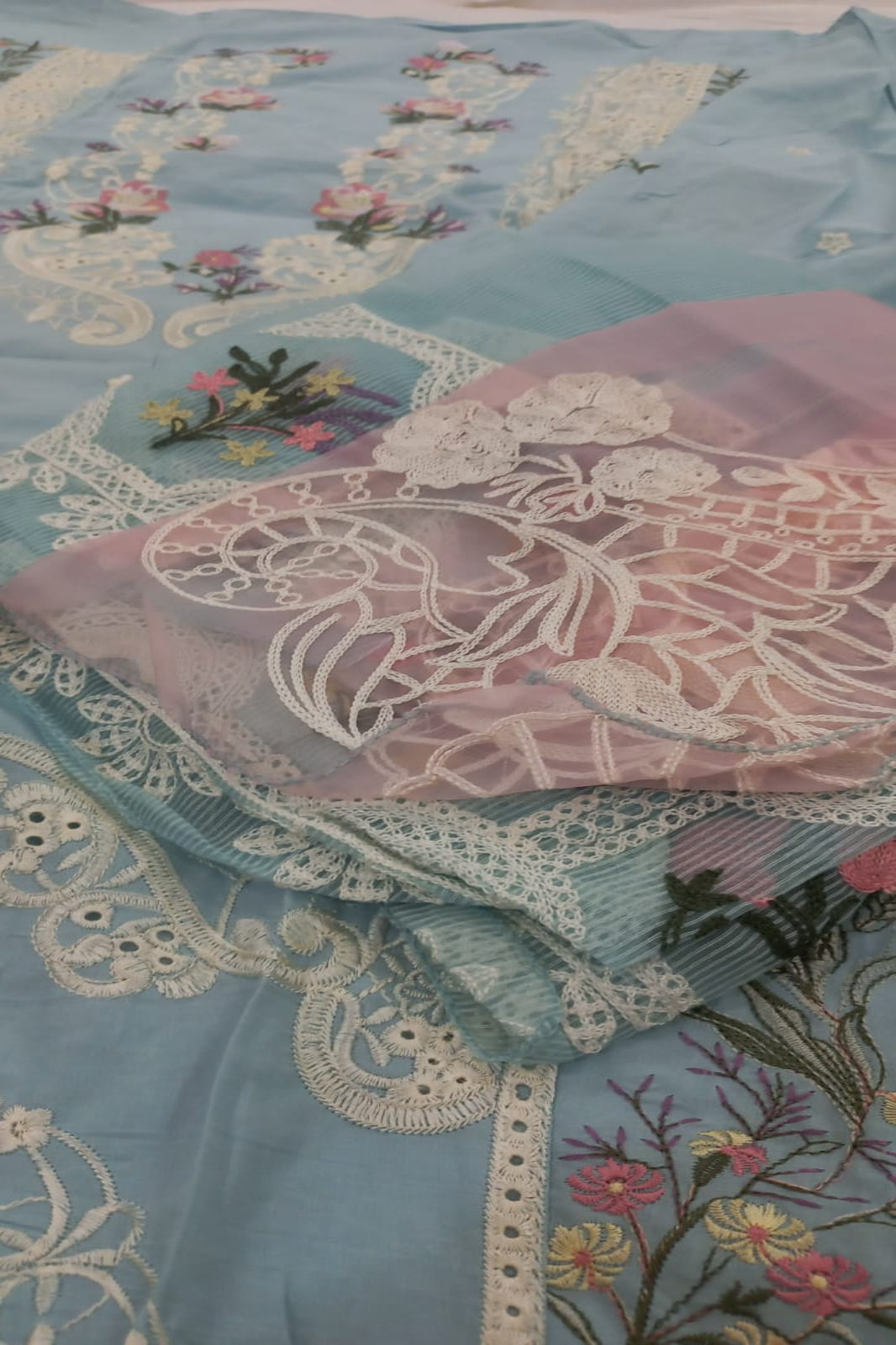 Ombre Sky Blue Suit- Semi-Stitched