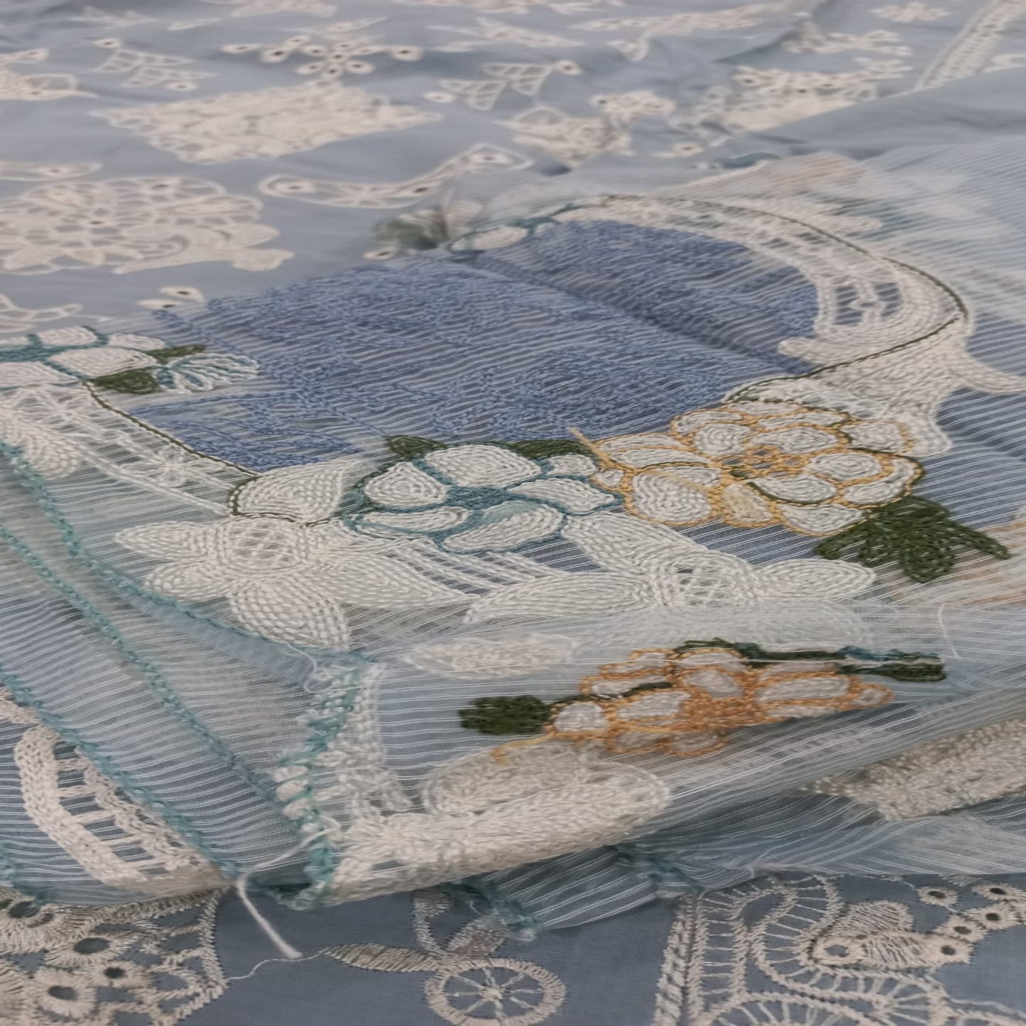 Ombre Ice Blue Suit- Semi-Stitched