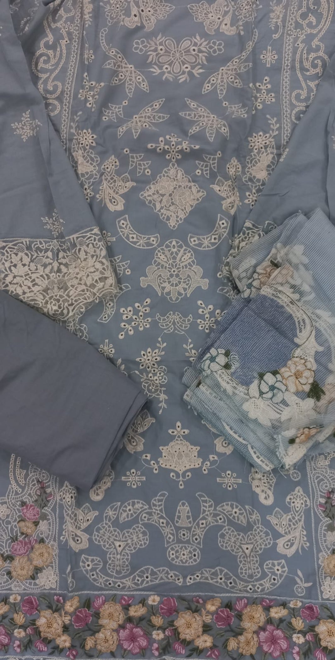 Ombre Ice Blue Suit- Semi-Stitched