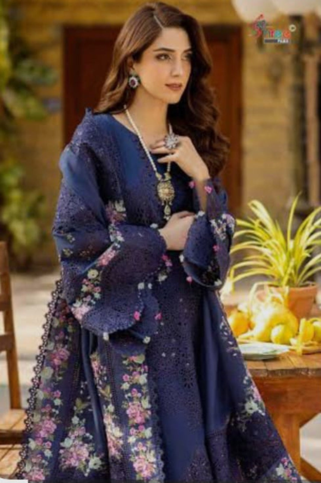 Ombre Navy Blue Suit- Semi-Stitched