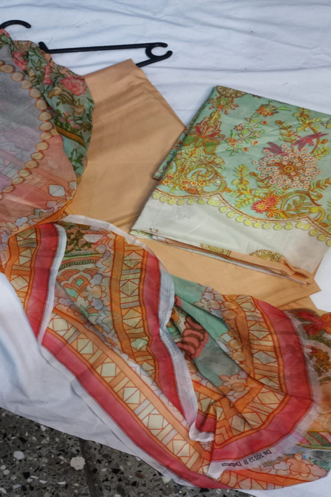Office Wear  Peach Green Suit-Unstitched