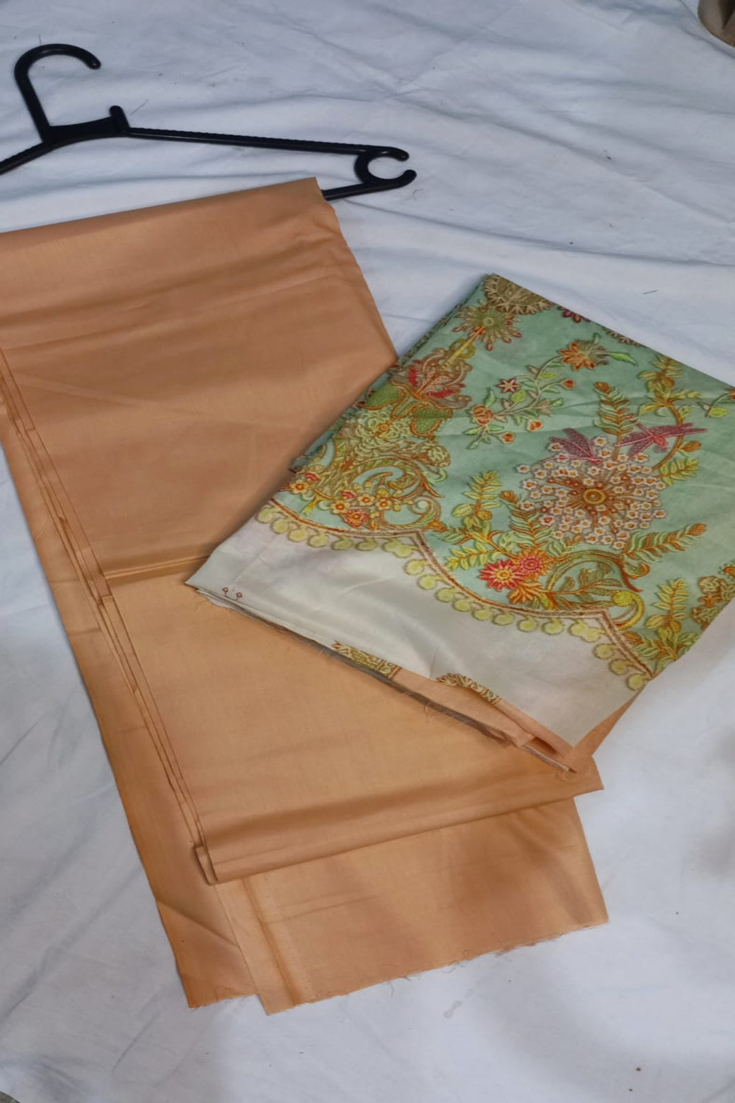 Office Wear  Peach Green Suit-Unstitched