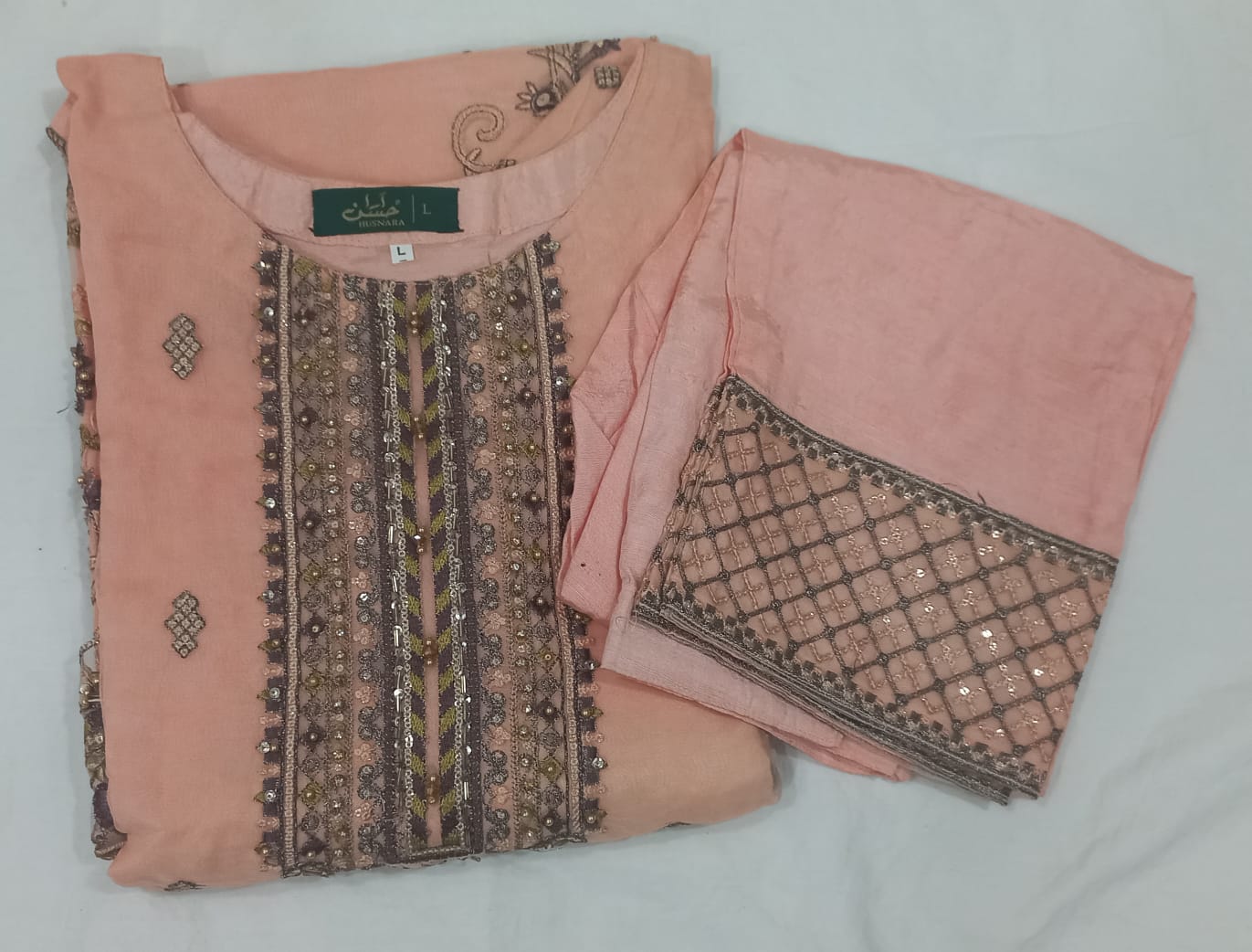 Peach Husnara Readymade Suit