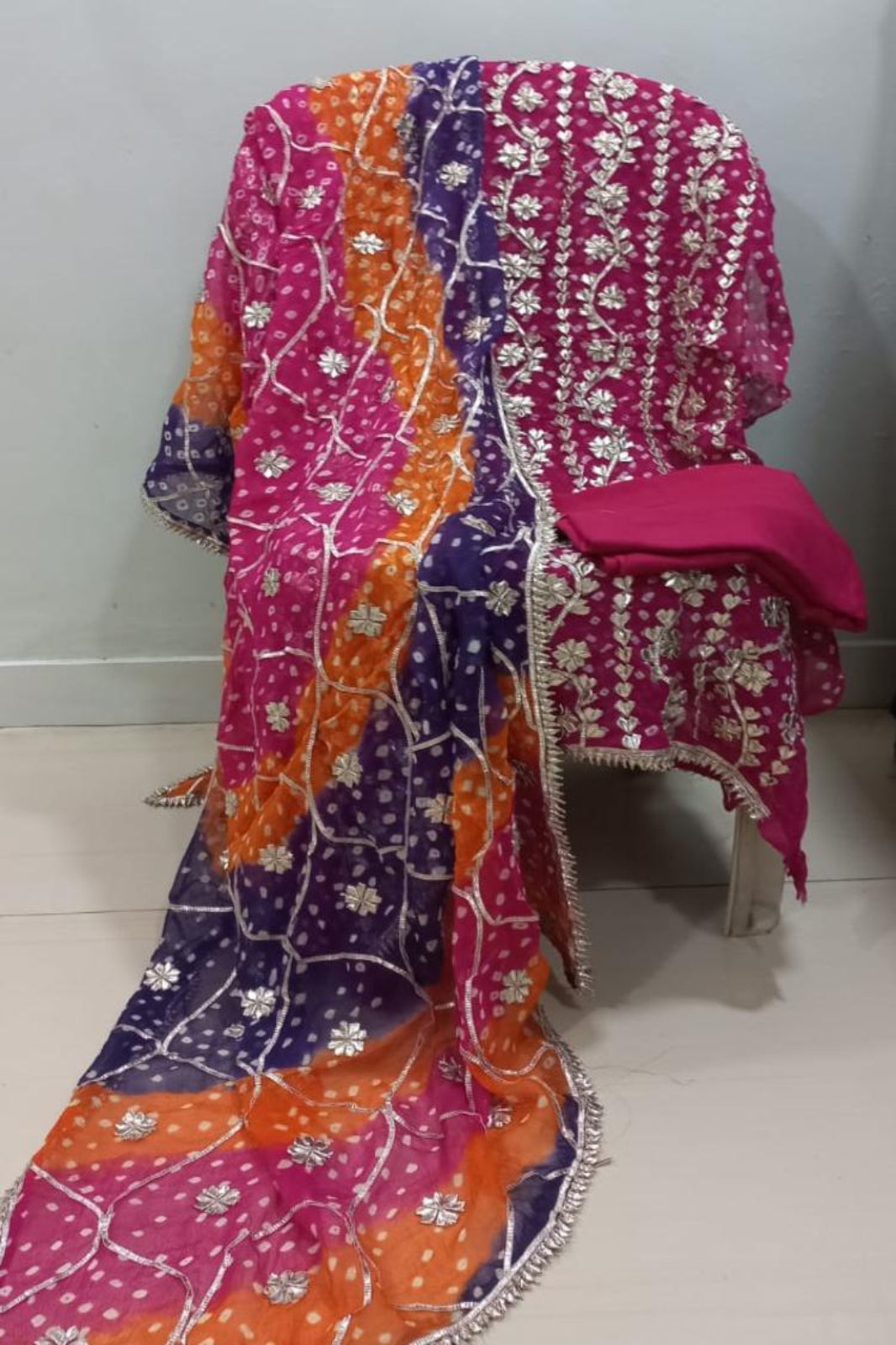 Gotta Patti Pink Suit-Unstiched