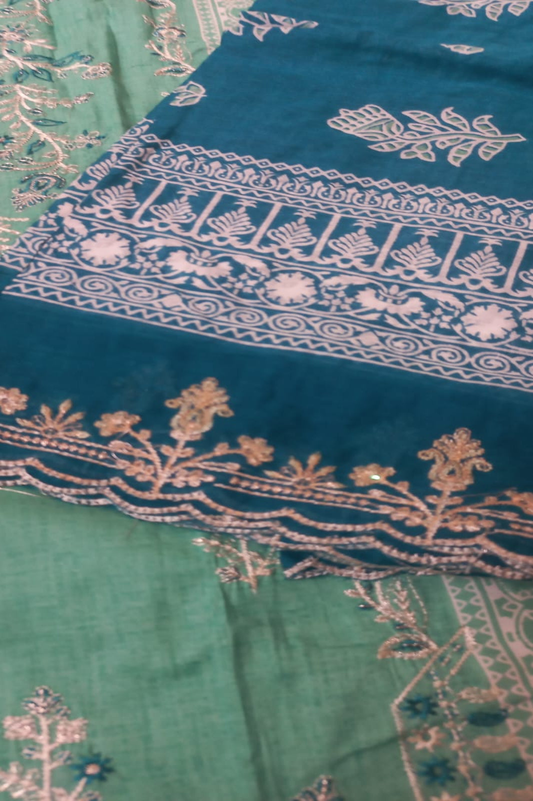 Shree Sea Green Suit- Unstitched