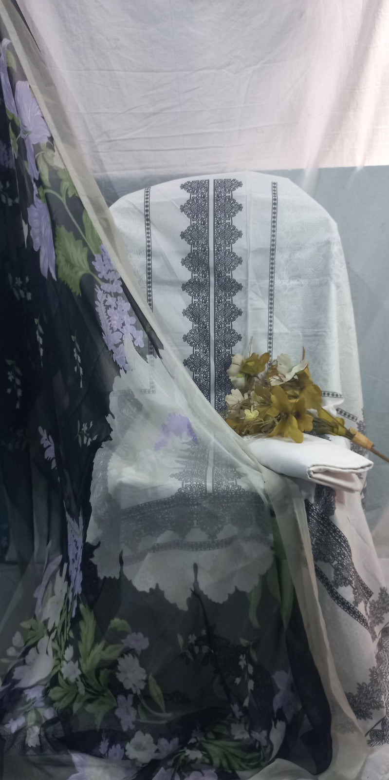 Premium  White Festive Suit-Unstitched
