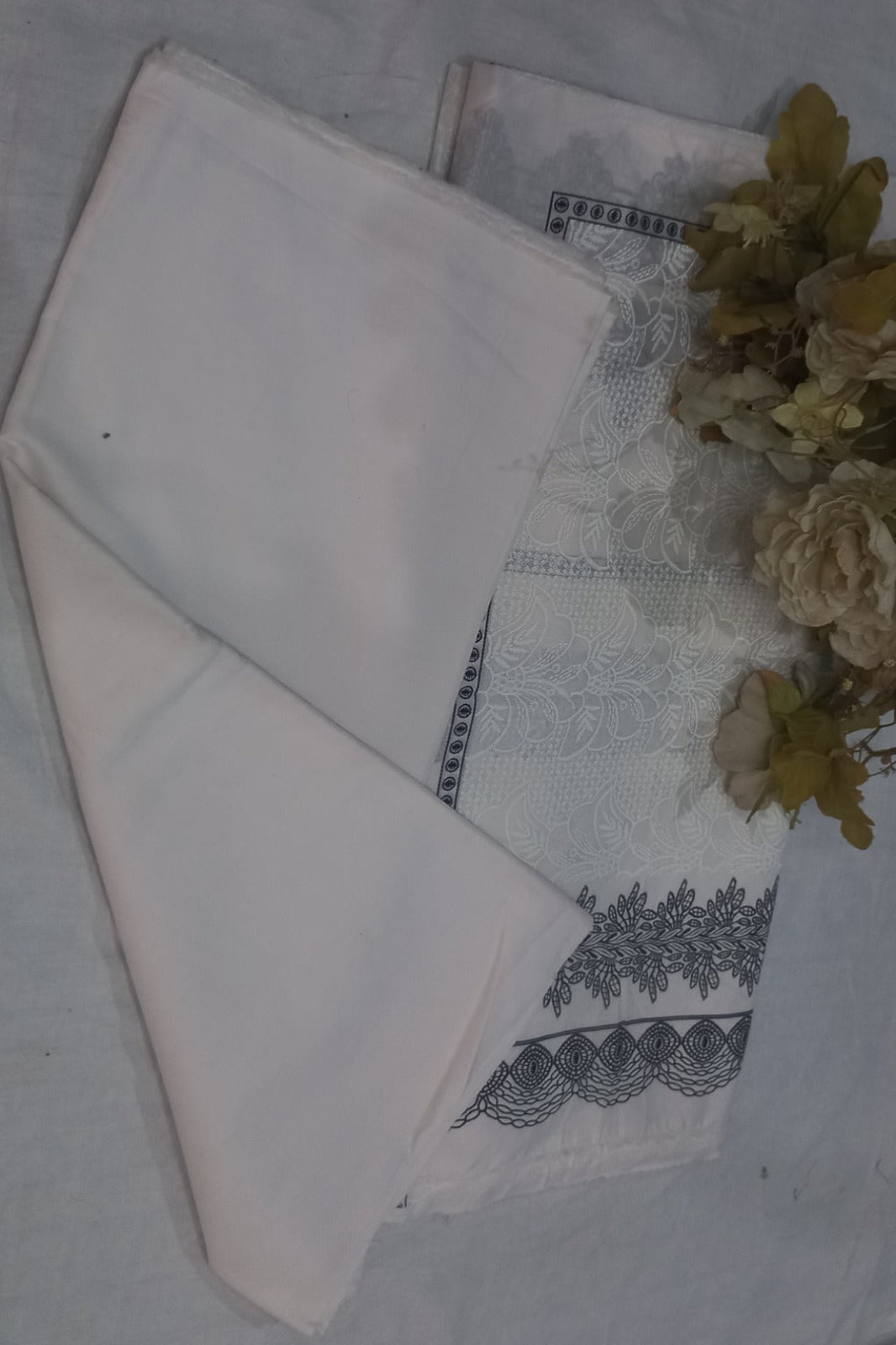 Premium  White Festive Suit-Unstitched